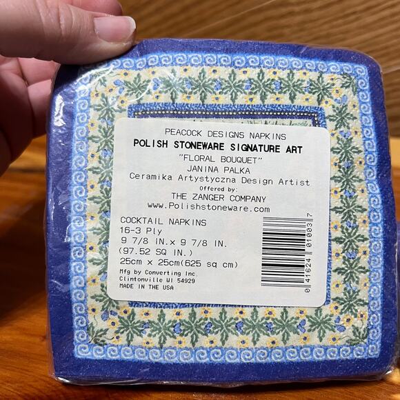 Polish Stoneware Signature Art Napkins 2 Packs Floral Bouquet Janina Palka NEW - Picture 3 of 4